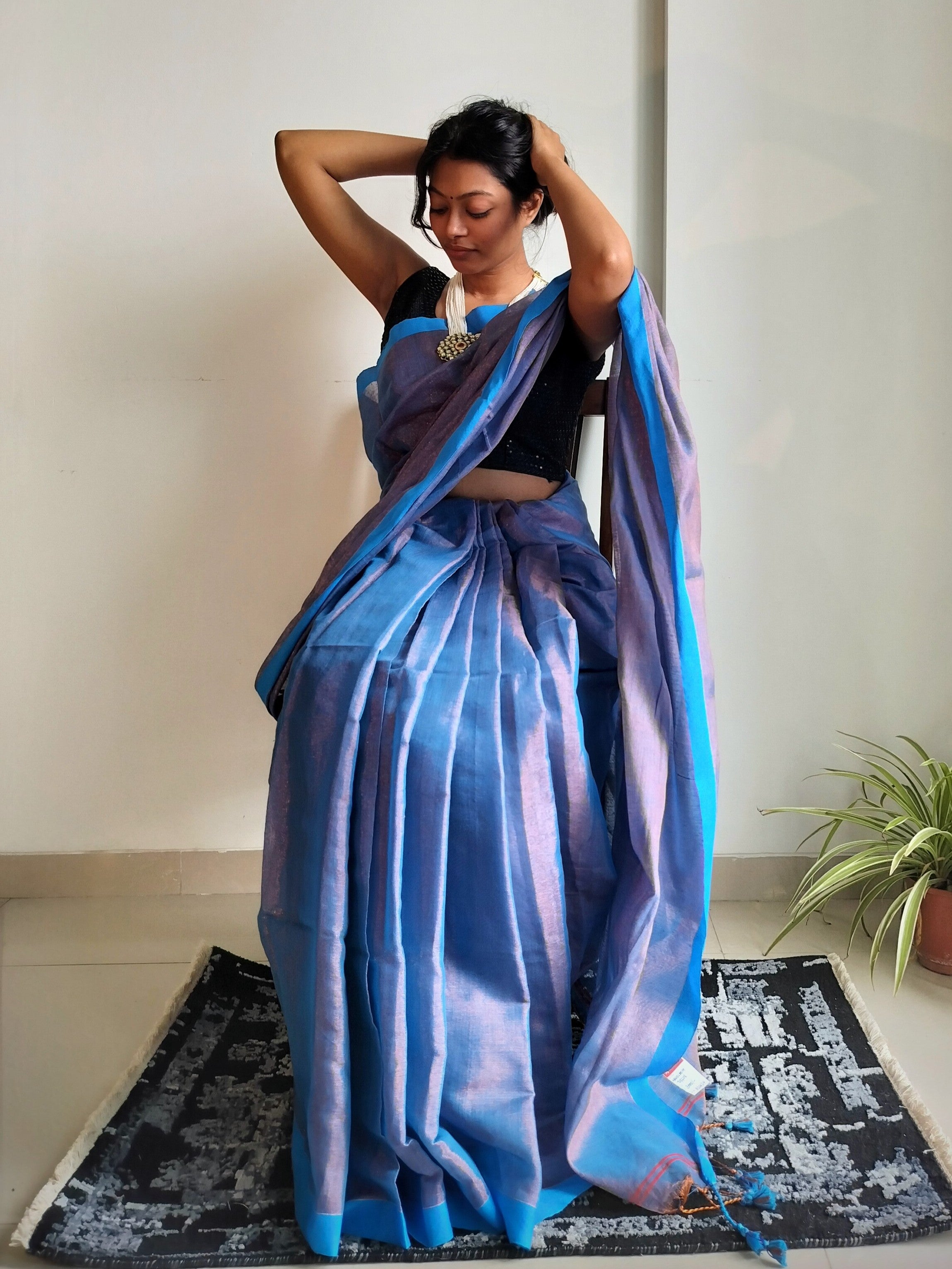 Tissue silk: cobalt blue