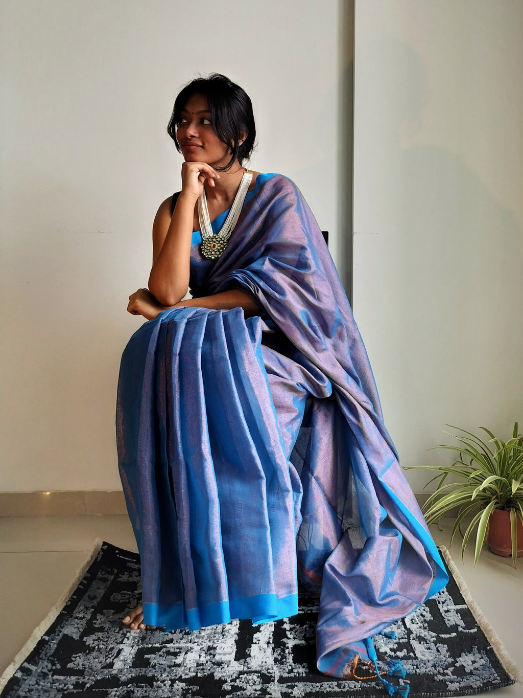 Tissue silk: cobalt blue