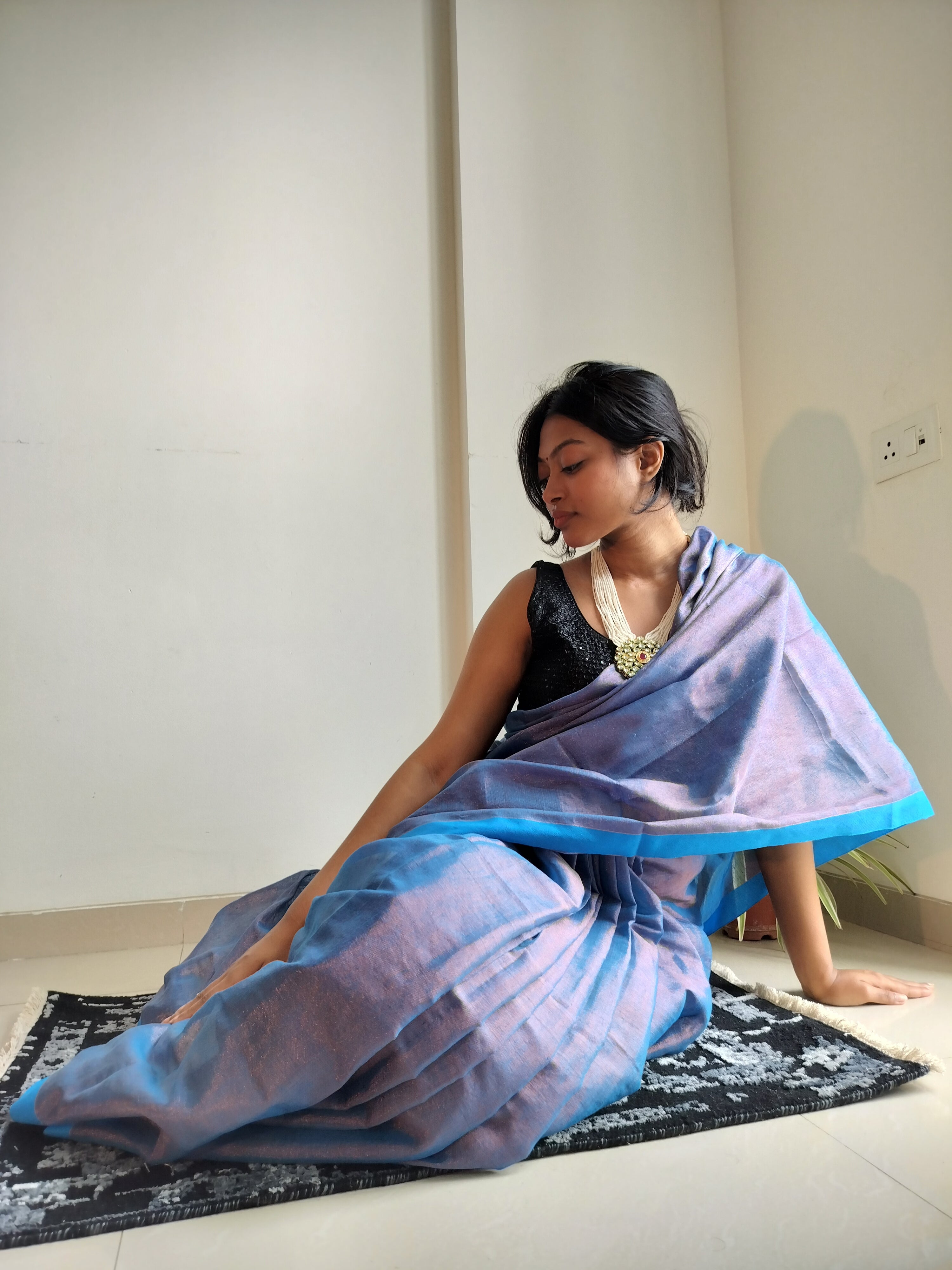 Tissue silk: cobalt blue