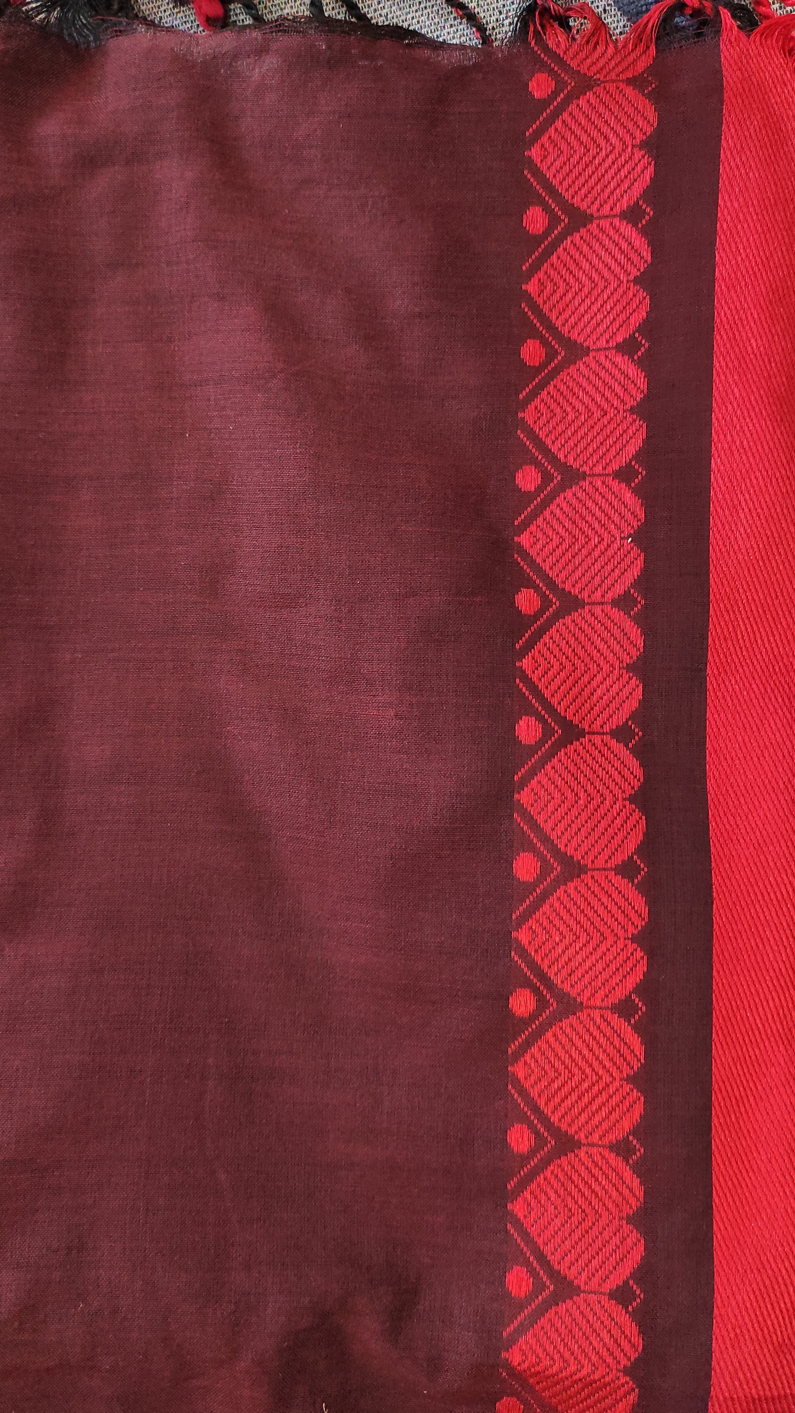 Khesh cotton Pan border: Maroon and red