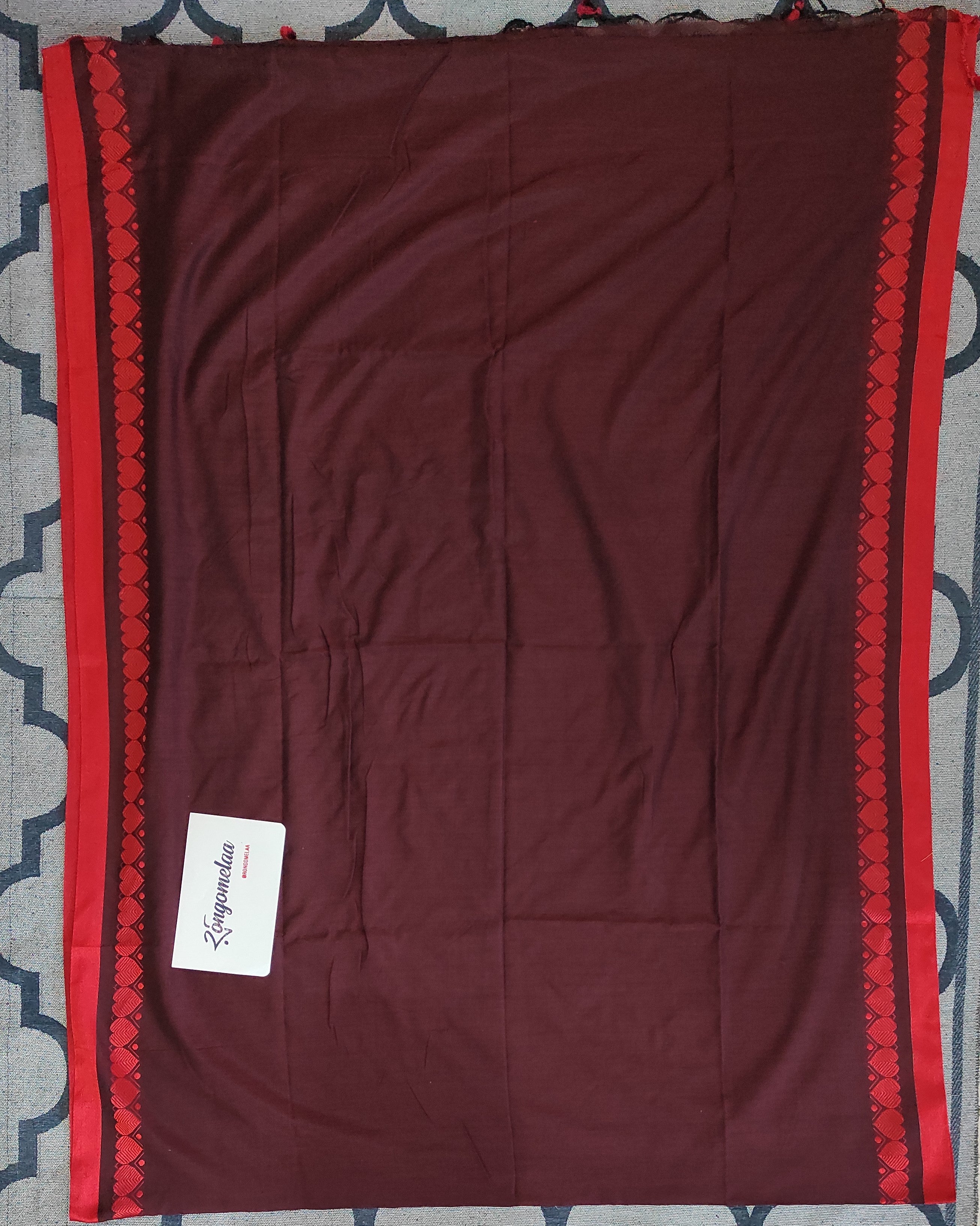 Khesh cotton Pan border: Maroon and red