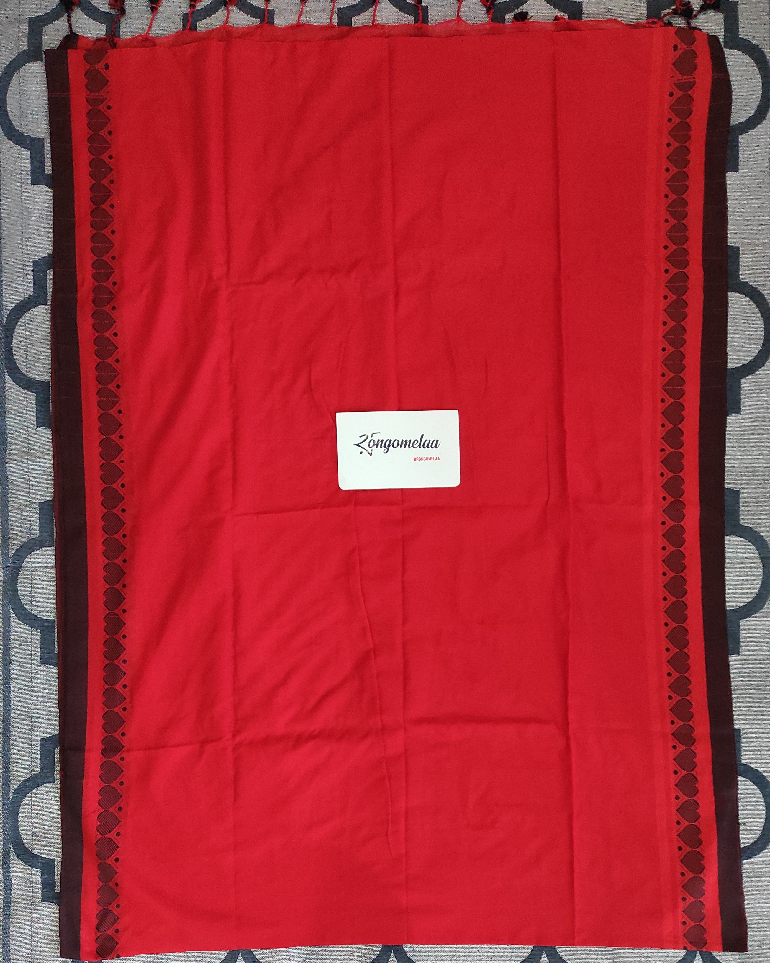 Khesh cotton Pan border: Red and maroon