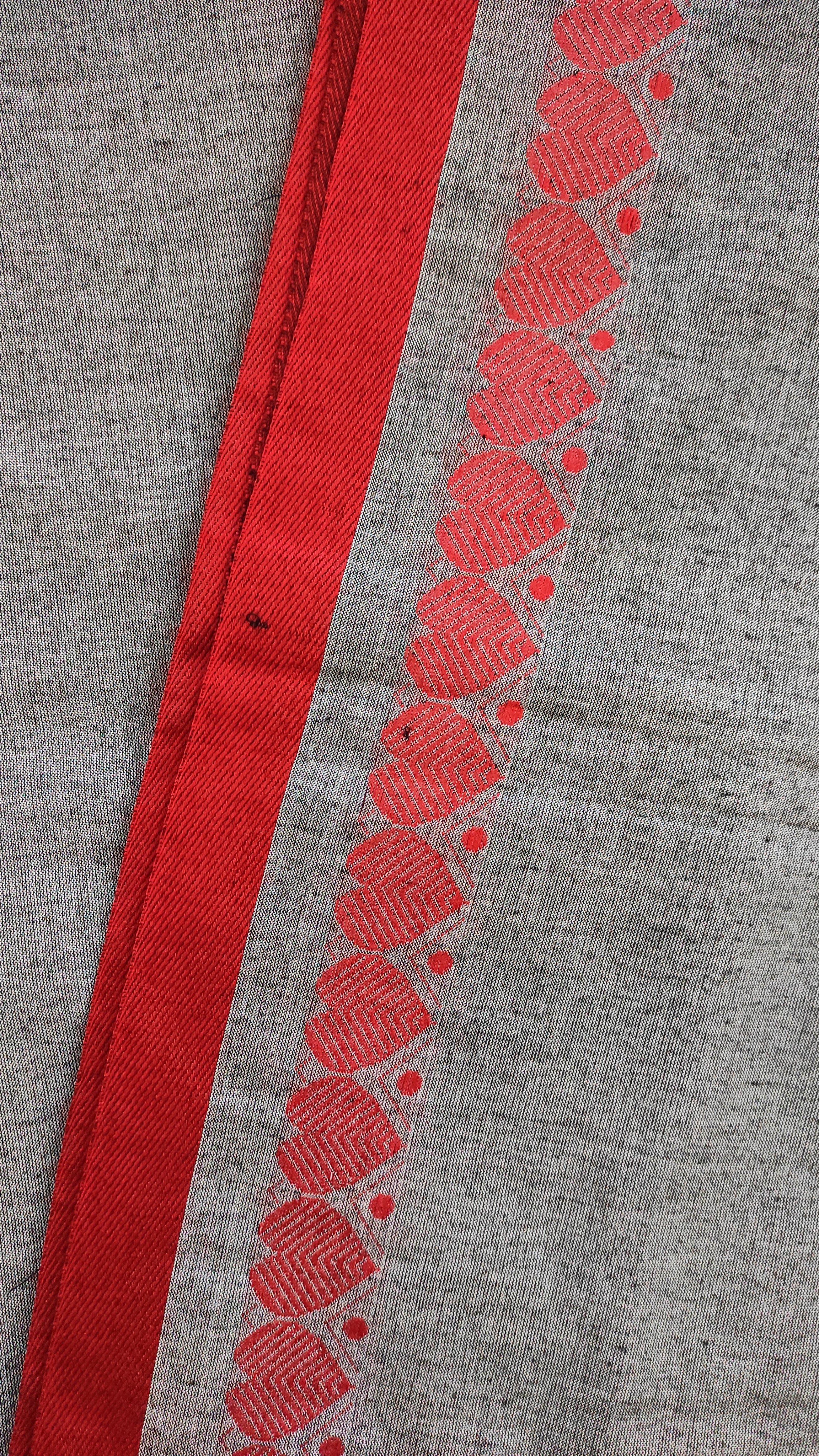 Khesh cotton Pan border: gray and red