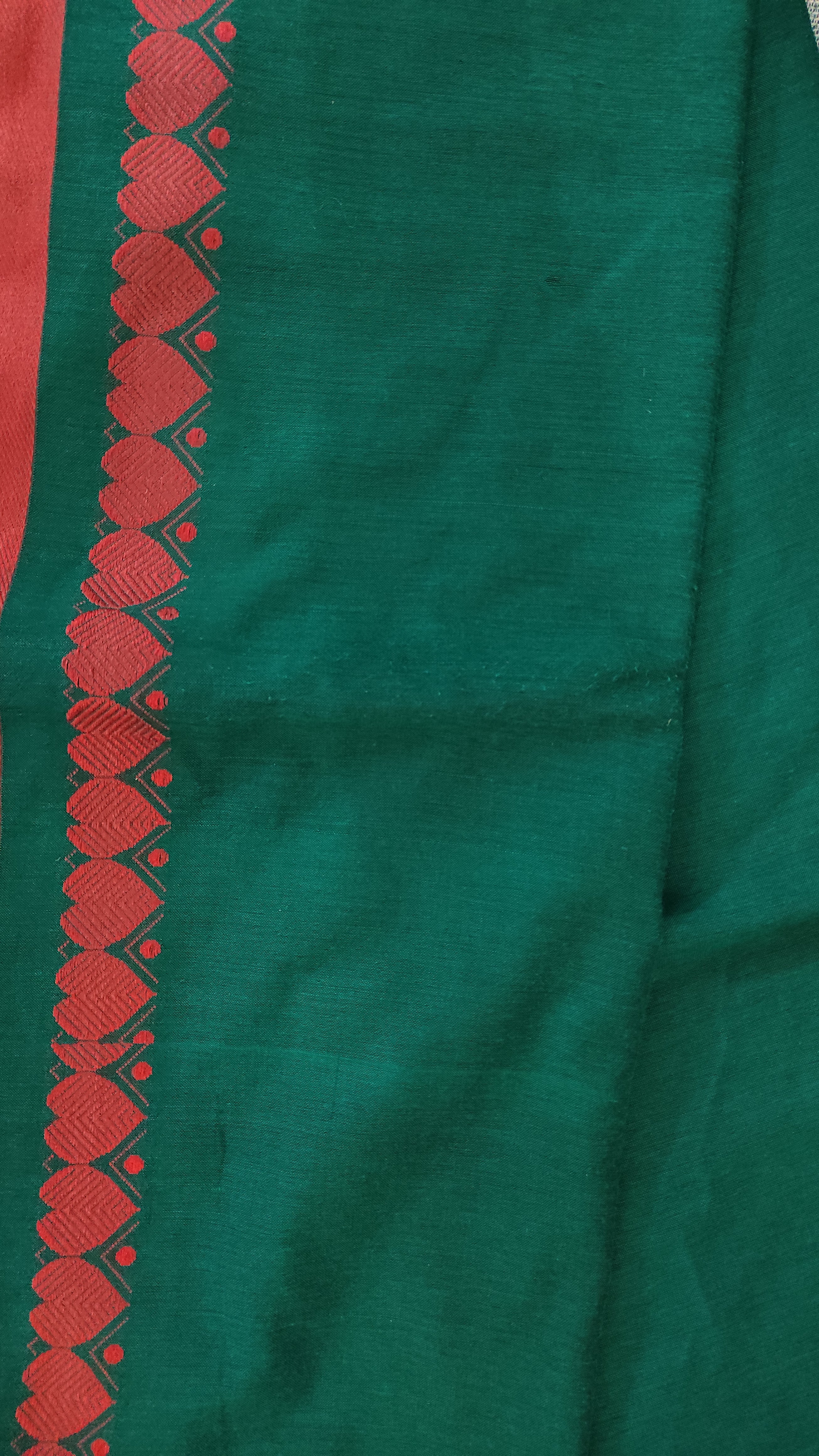 Khesh cotton Pan border: Dark green and red