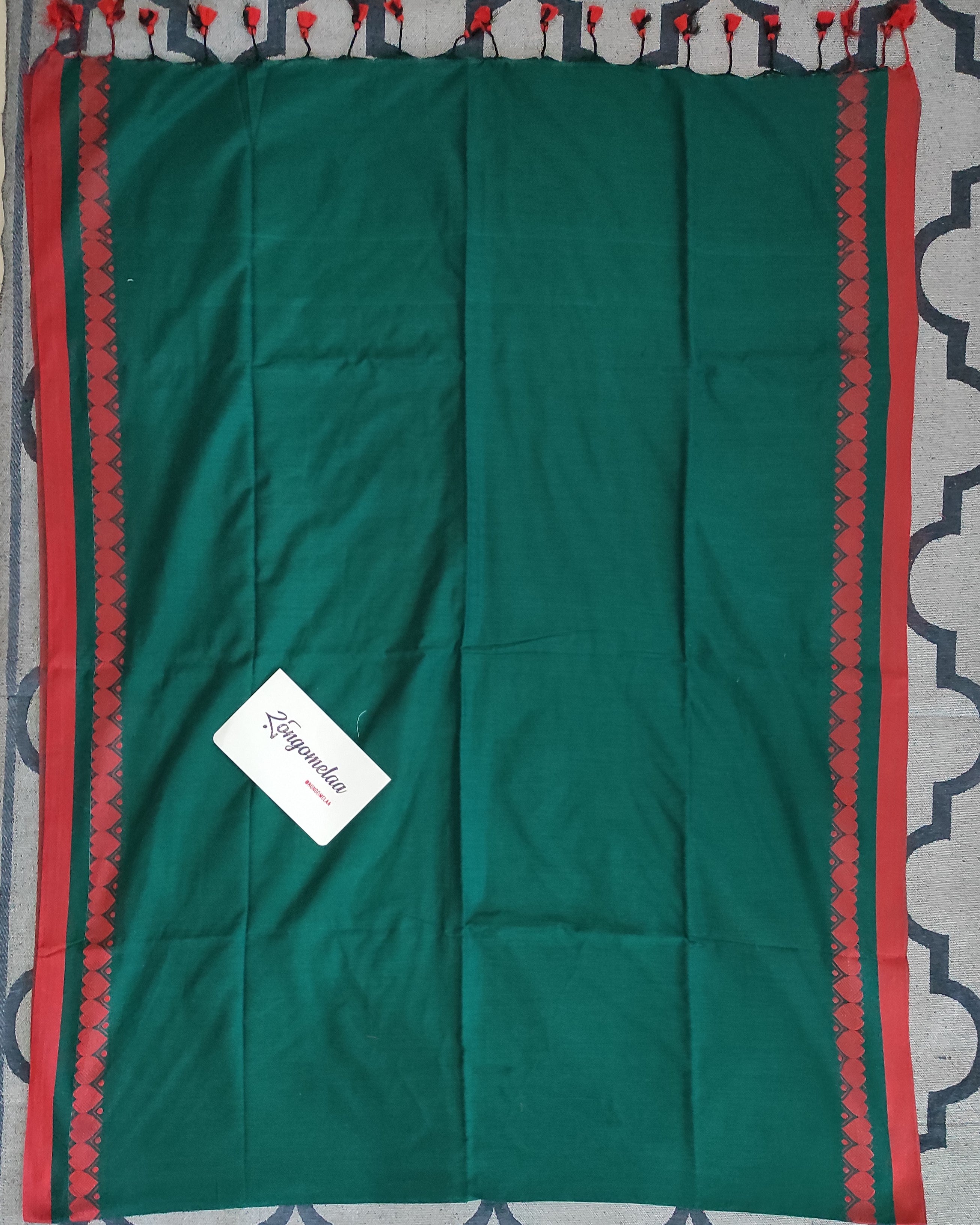 Khesh cotton Pan border: Dark green and red