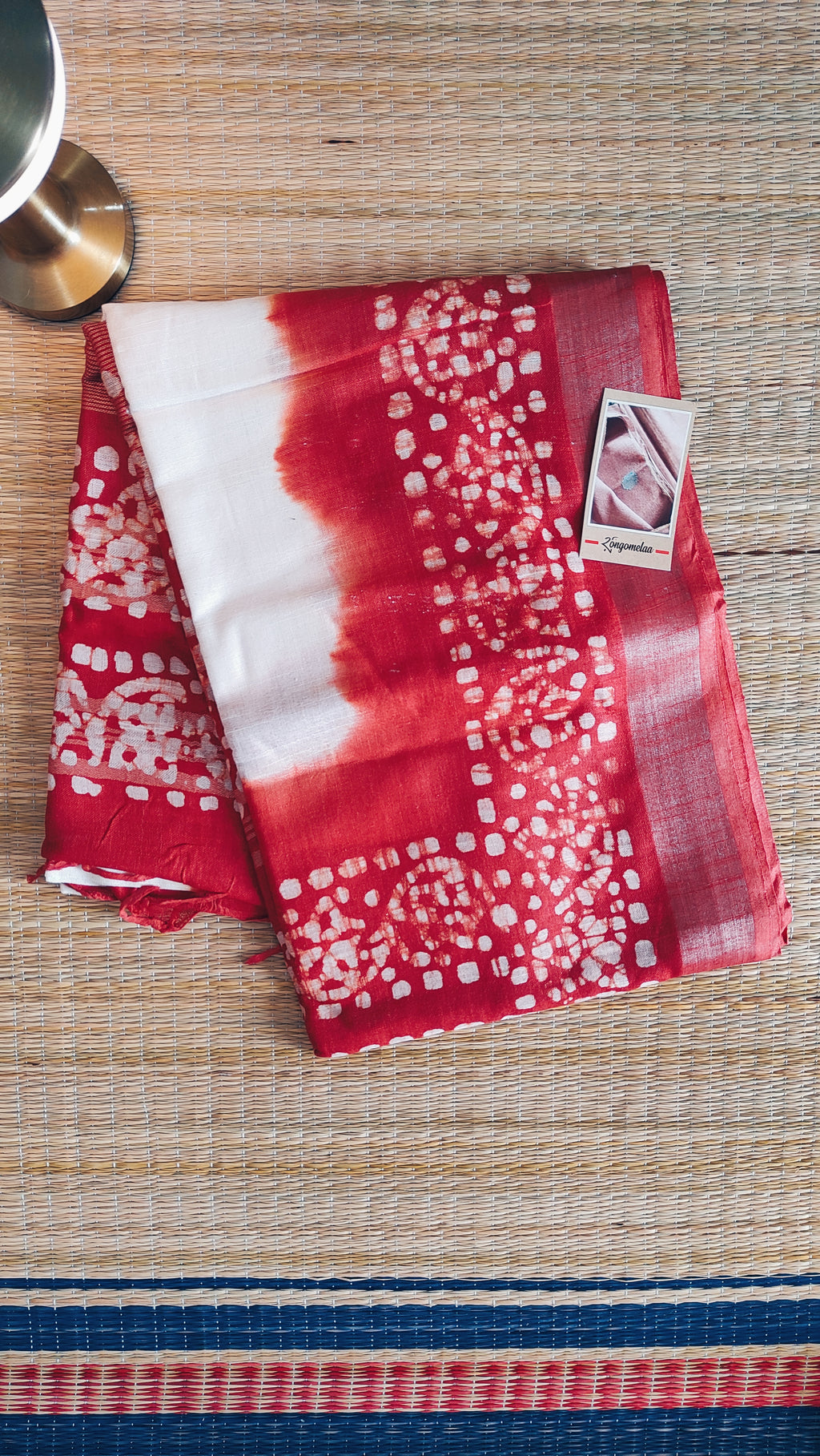 Linen Batik: Red and white