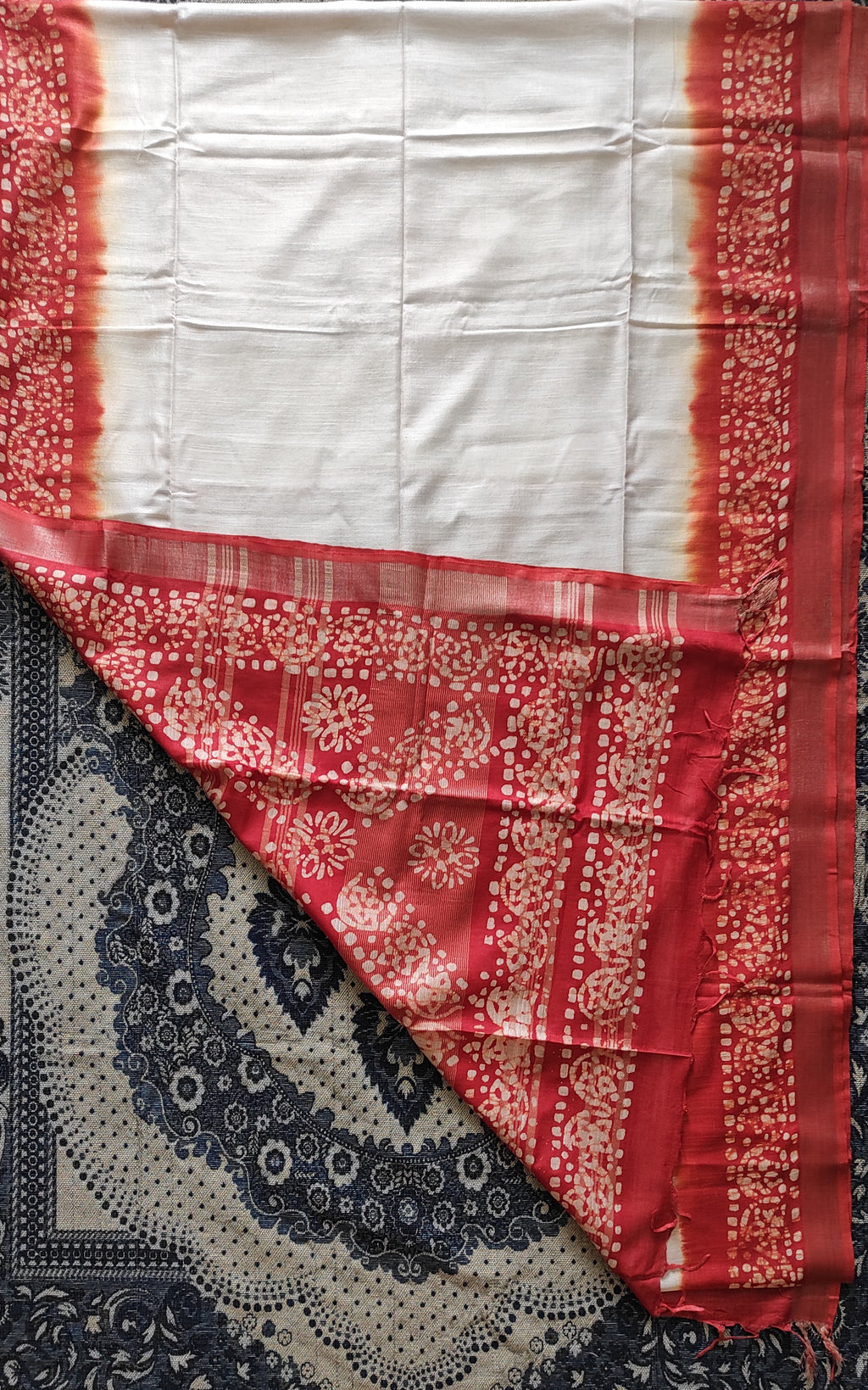 Linen Batik: Red and white