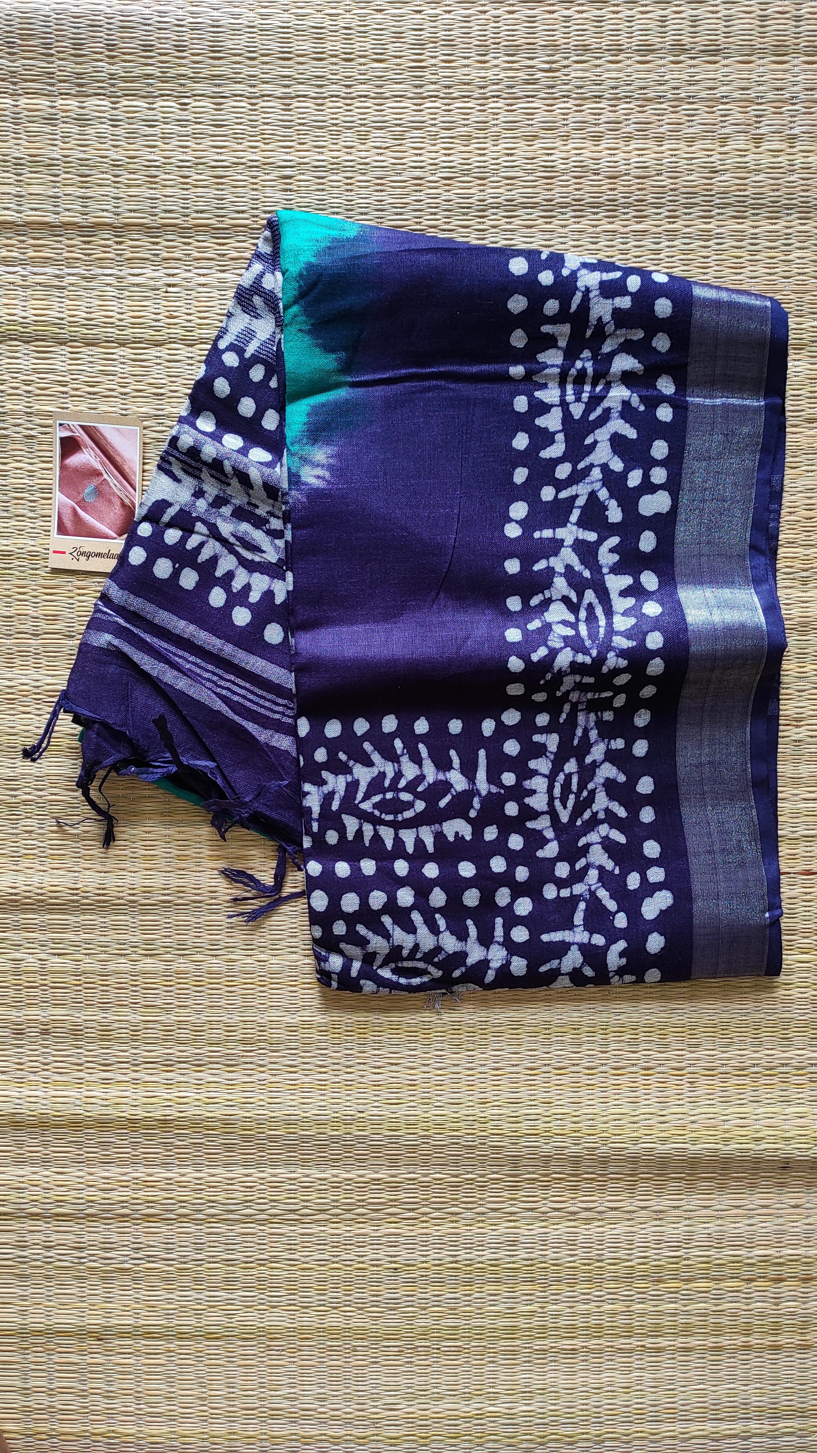 Linen Batik: Green and blue