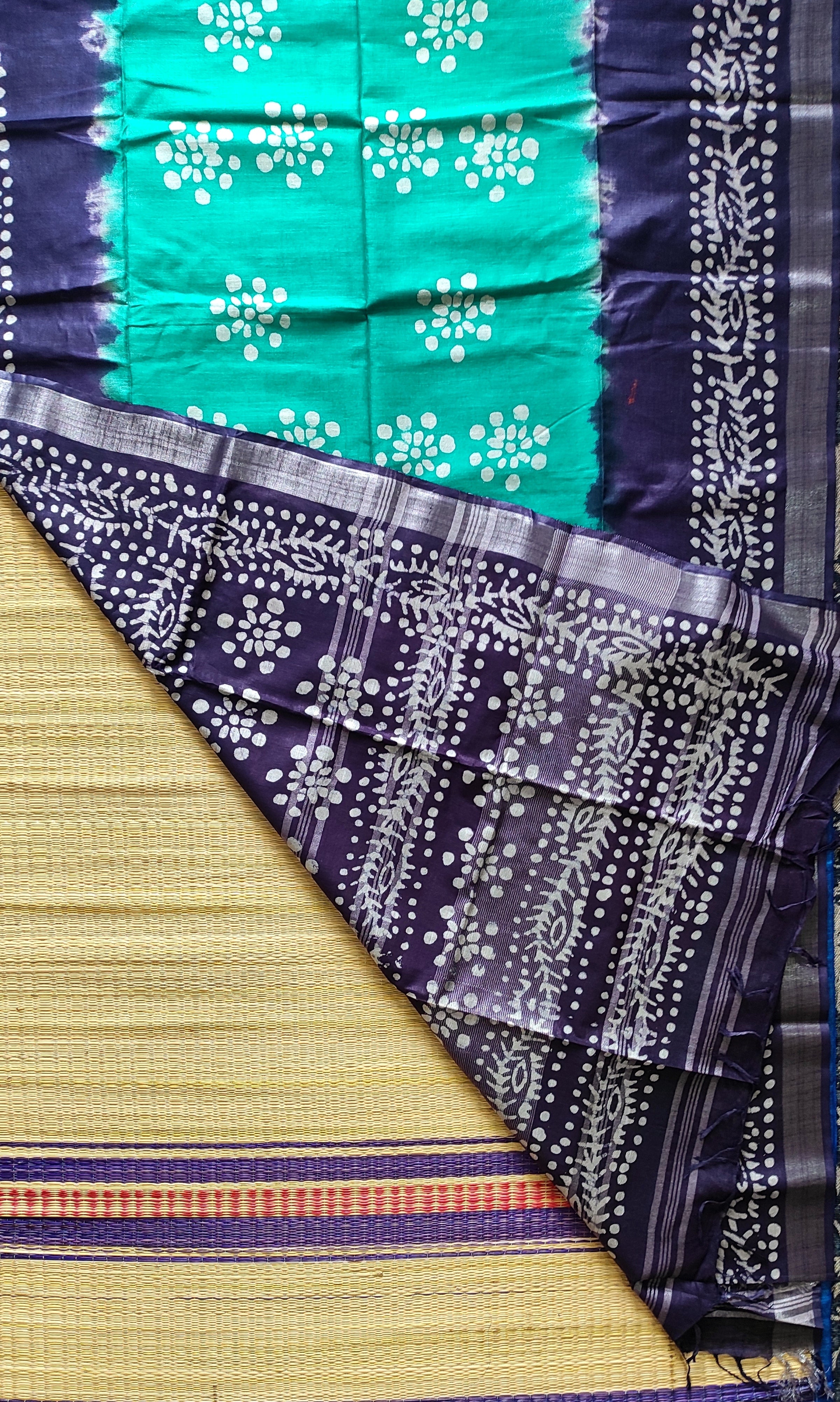 Linen Batik: Green and blue