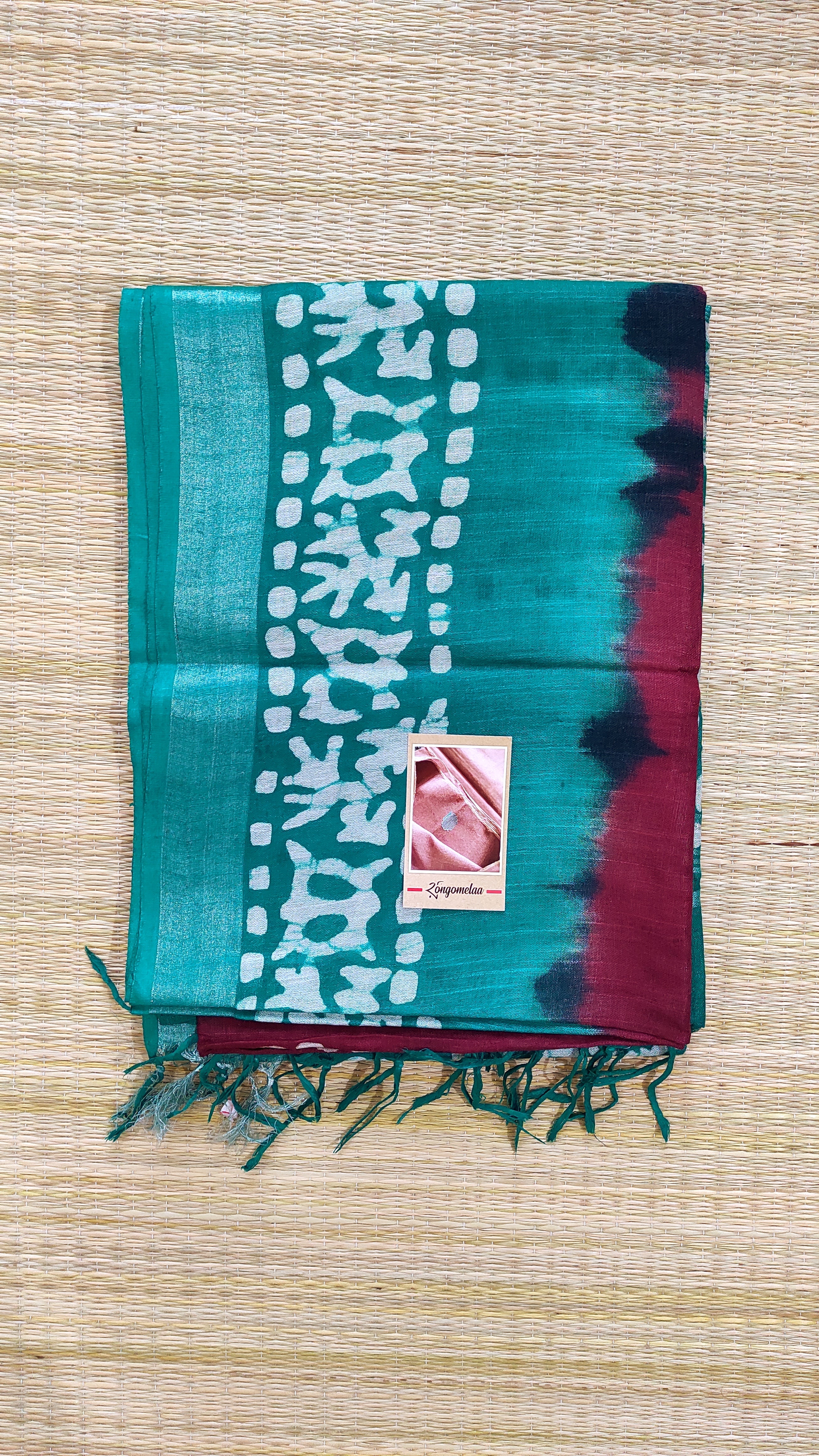 Linen Batik: Red and Green