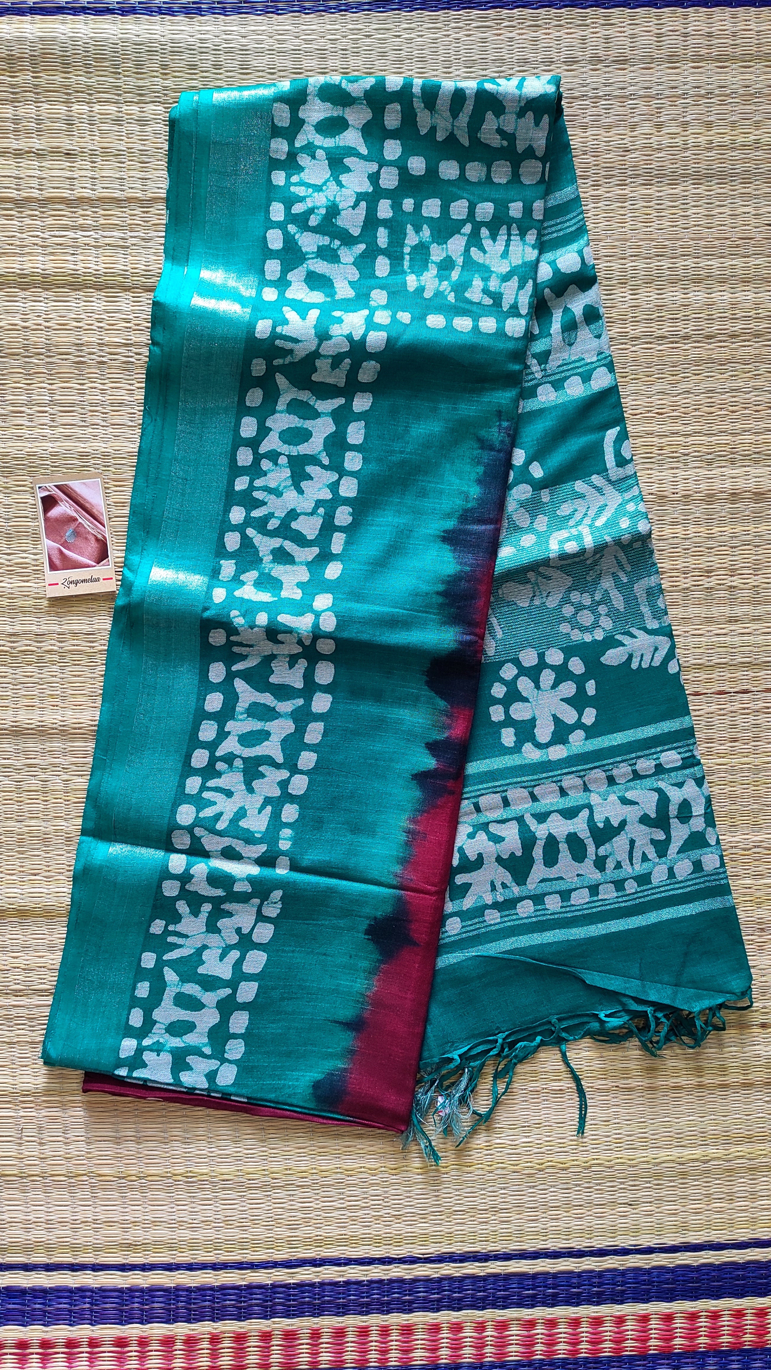 Linen Batik: Red and Green