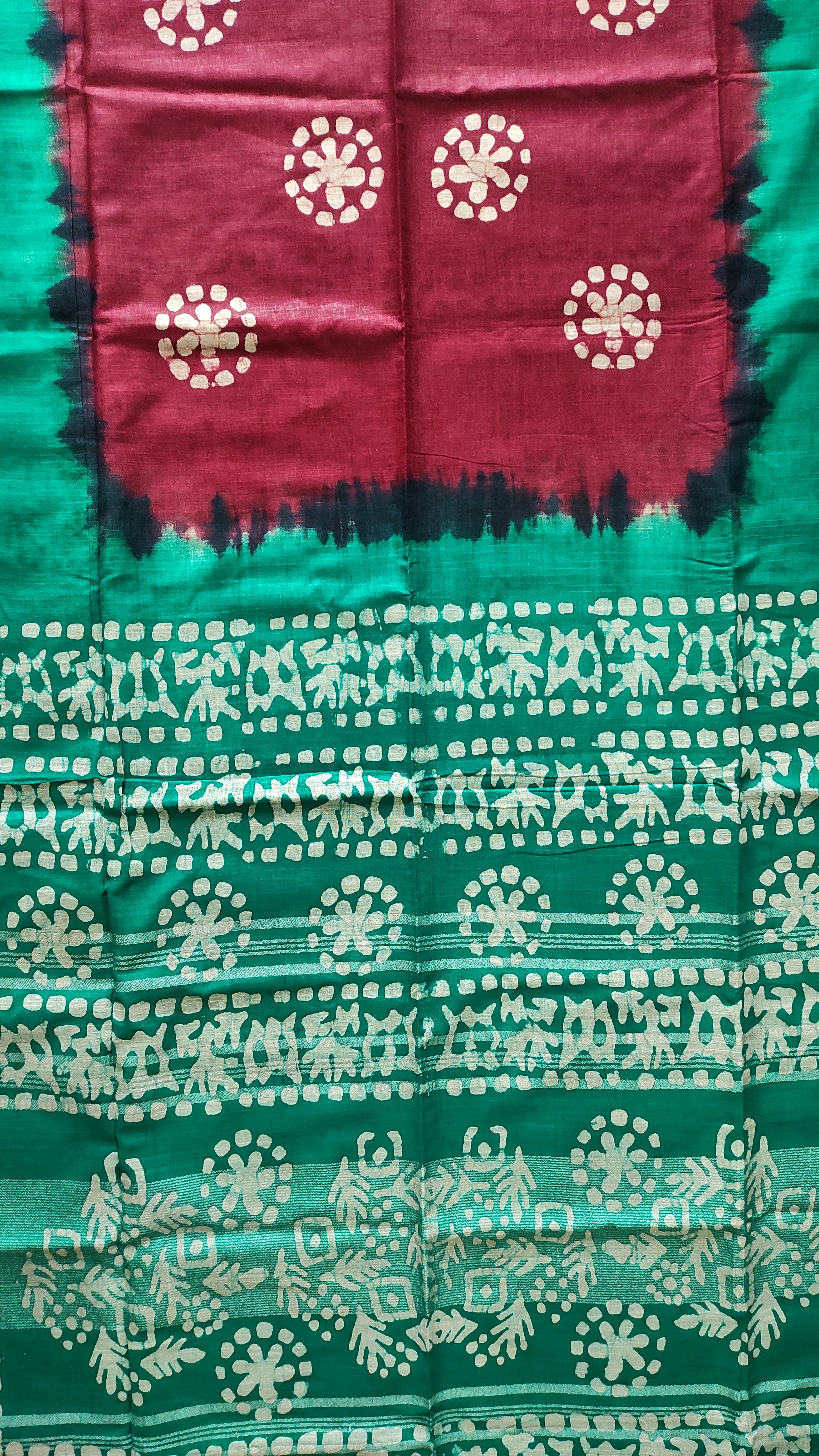 Linen Batik: Red and Green