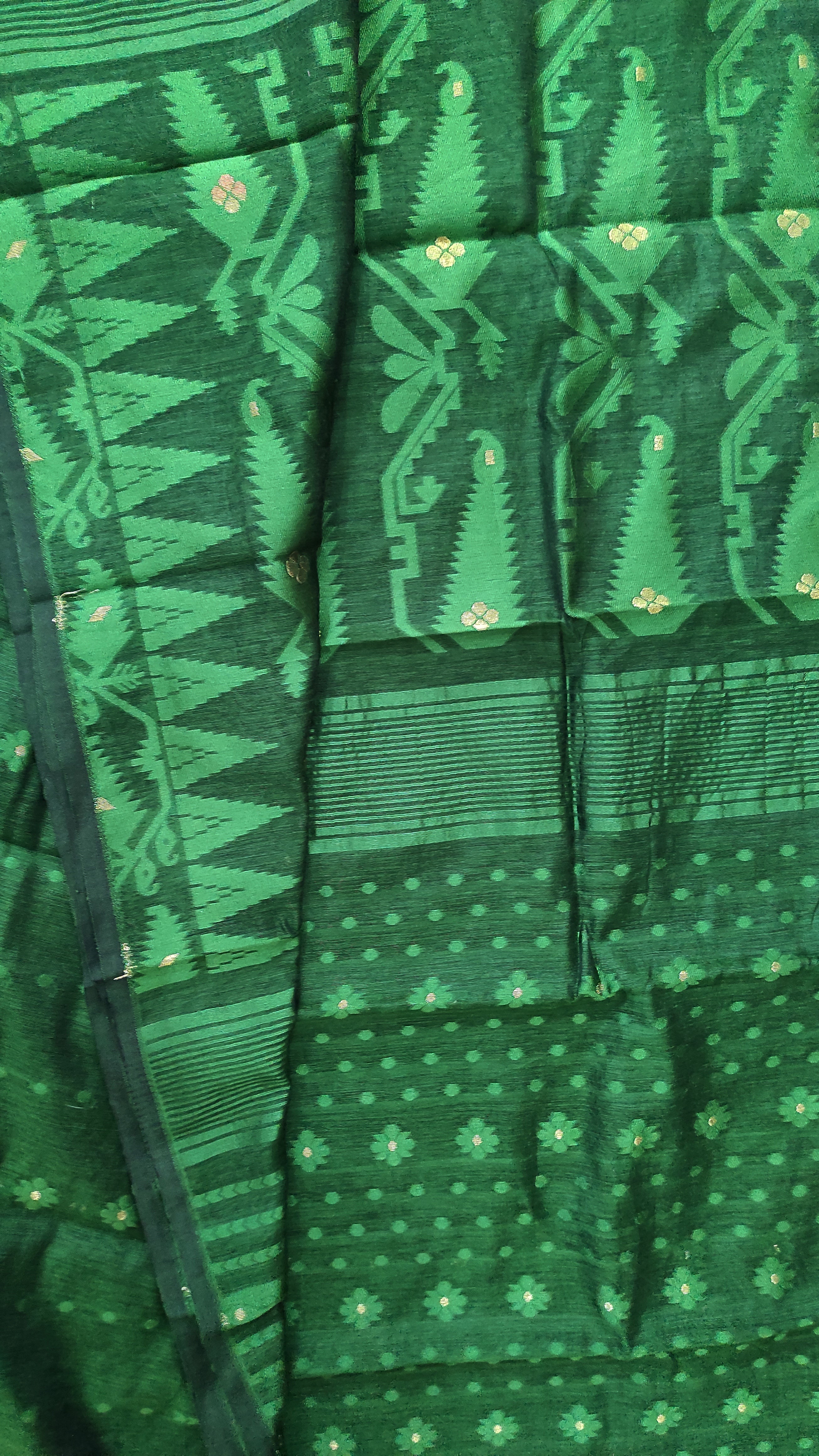 Dhakai Jamdani: Dark Green
