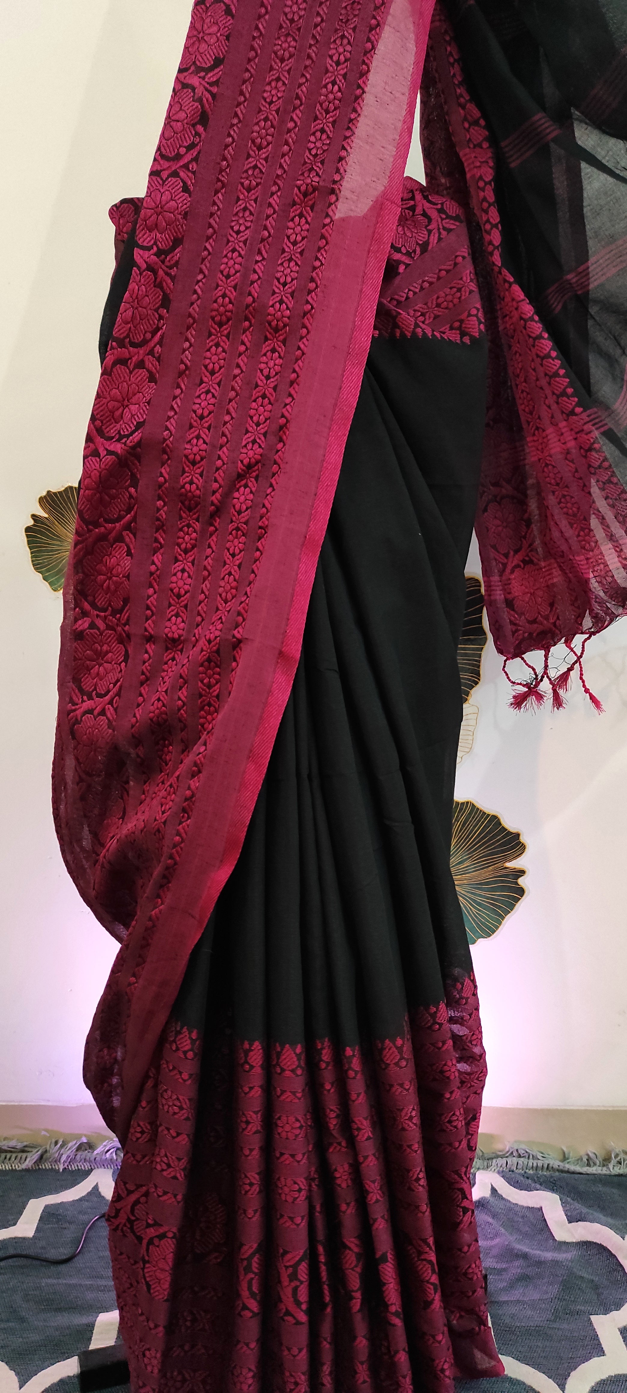 Bengampuri cotton: Black and pink