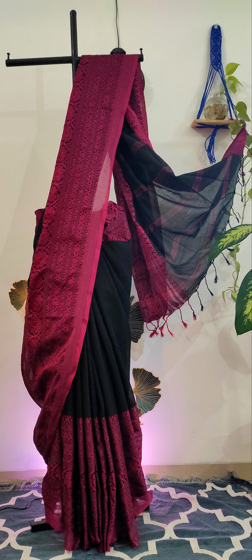 Bengampuri cotton: Black and pink
