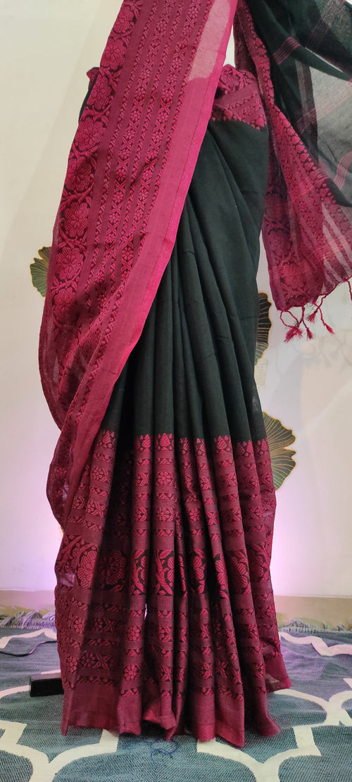 Bengampuri cotton: Black and pink