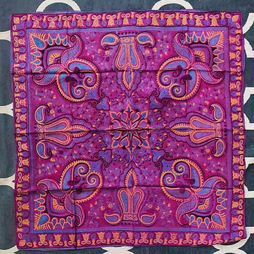 Murshidabad pure mulberry silk scarf with symmetrical floral patterns made in handloom