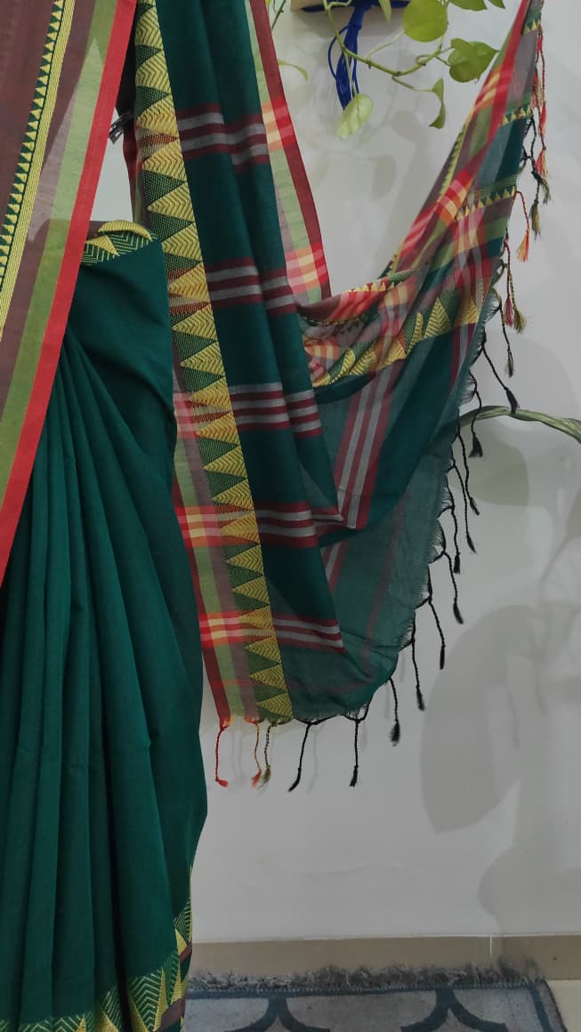 Madhubani cotton: Dark green