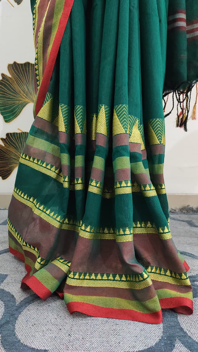 Madhubani cotton: Dark green