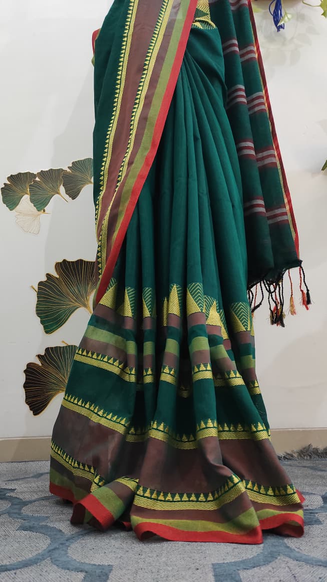 Madhubani cotton: Dark green