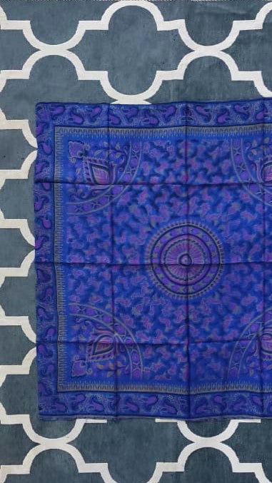 Murshidabad pure mulberry silk scarf with symmetrical floral patterns made in handloom.